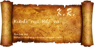 Kubányi Róza névjegykártya